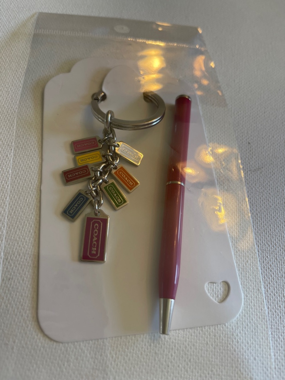 Coach Vintage Multicolor Logo Tag Keychain and Coach Pen - Picture 6 of 6